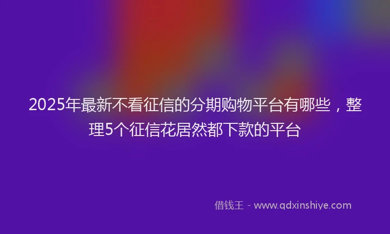 2025年最新不看征信的分期购物平台有哪些，整理5个征信花居然都下款的平台