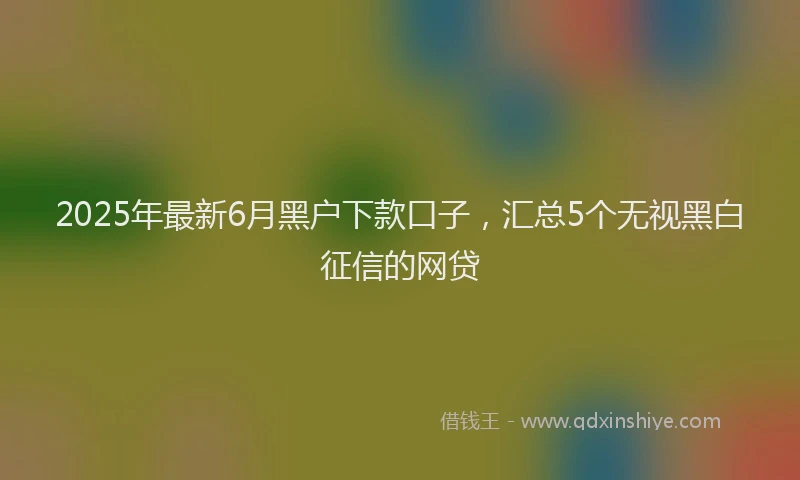 2025年最新6月黑户下款口子，汇总5个无视黑白征信的网贷