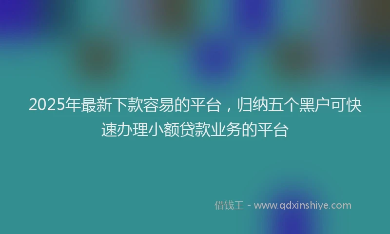 2025年最新下款容易的平台，归纳五个黑户可快速办理小额贷款业务的平台