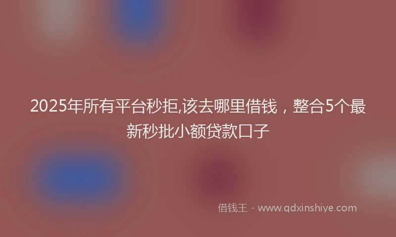 2025年所有平台秒拒,该去哪里借钱，整合5个最新秒批小额贷款口子