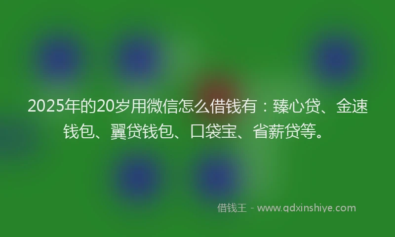 2025年的20岁用微信怎么借钱有：臻心贷、金速钱包、翼贷钱包、口袋宝、省薪贷等。