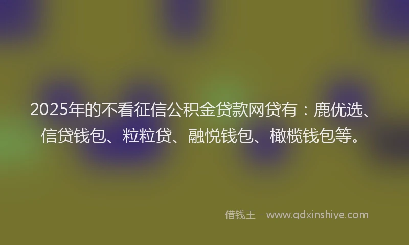 2025年的不看征信公积金贷款网贷有：鹿优选、信贷钱包、粒粒贷、融悦钱包、橄榄钱包等。