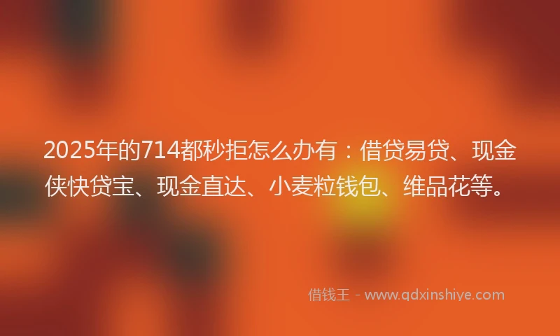 2025年的714都秒拒怎么办有：借贷易贷、现金侠快贷宝、现金直达、小麦粒钱包、维品花等。