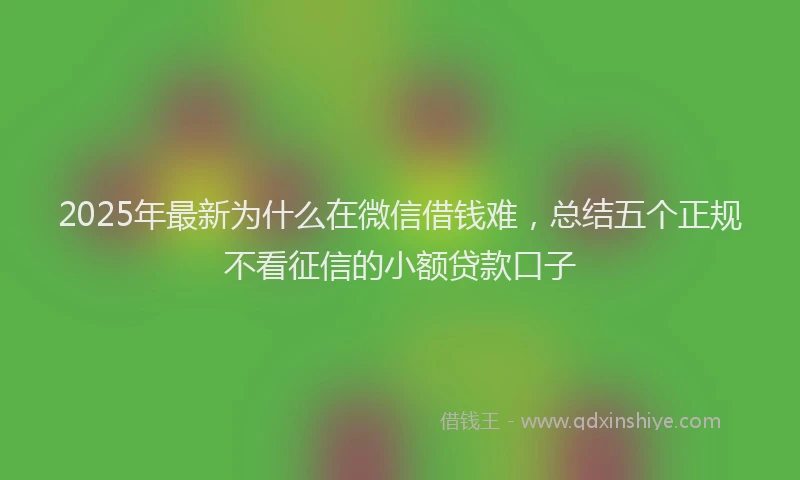 2025年最新为什么在微信借钱难，总结五个正规不看征信的小额贷款口子