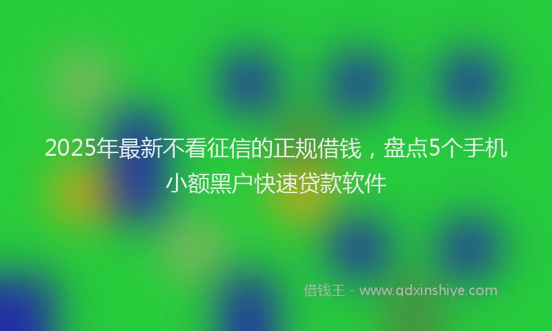 2025年最新不看征信的正规借钱，盘点5个手机小额黑户快速贷款软件