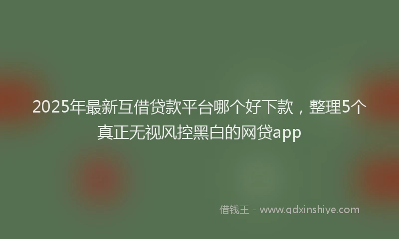 2025年最新互借贷款平台哪个好下款，整理5个真正无视风控黑白的网贷app