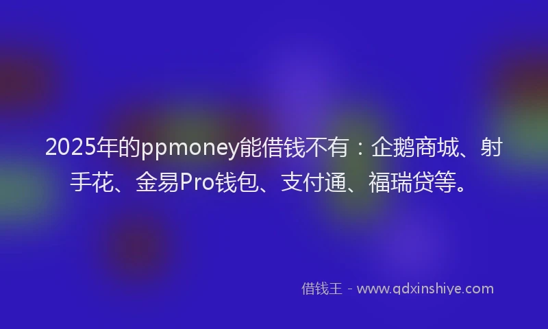 2025年的ppmoney能借钱不有：企鹅商城、射手花、金易Pro钱包、支付通、福瑞贷等。