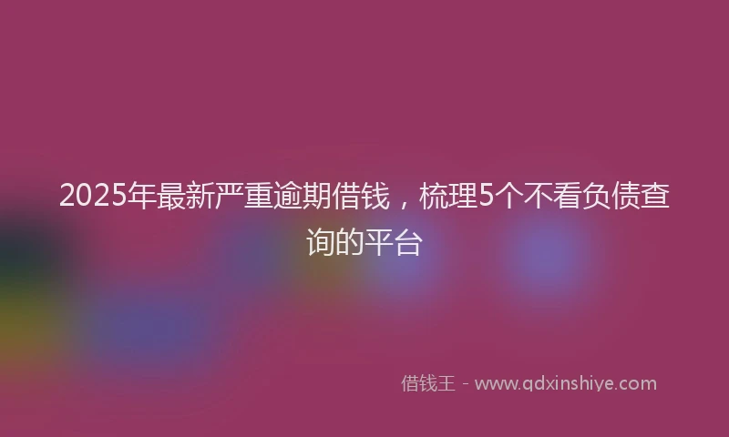 2025年最新严重逾期借钱，梳理5个不看负债查询的平台