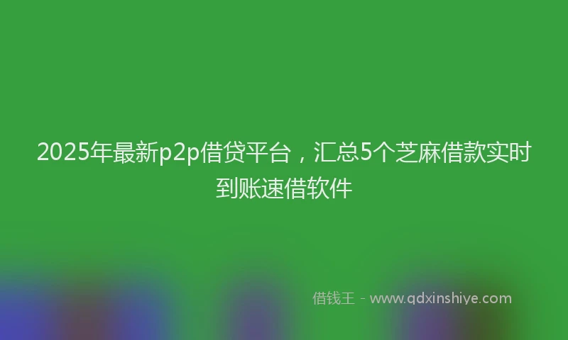 2025年最新p2p借贷平台，汇总5个芝麻借款实时到账速借软件