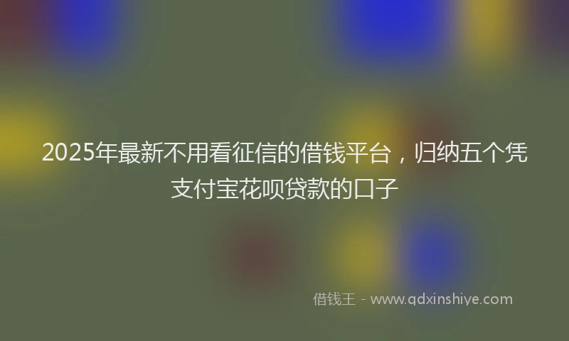 2025年最新不用看征信的借钱平台，归纳五个凭支付宝花呗贷款的口子