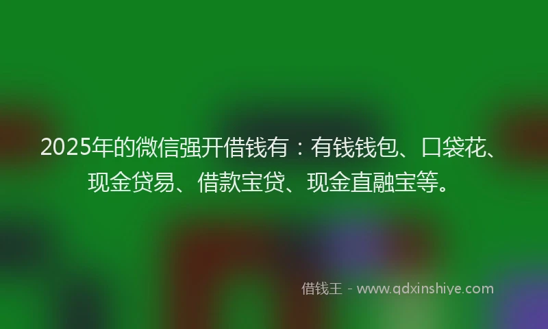 2025年的微信强开借钱有：有钱钱包、口袋花、现金贷易、借款宝贷、现金直融宝等。