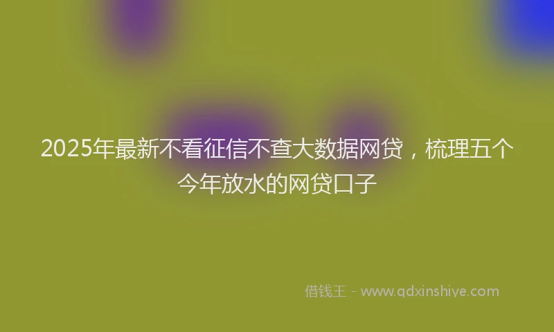 2025年最新不看征信不查大数据网贷，梳理五个今年放水的网贷口子