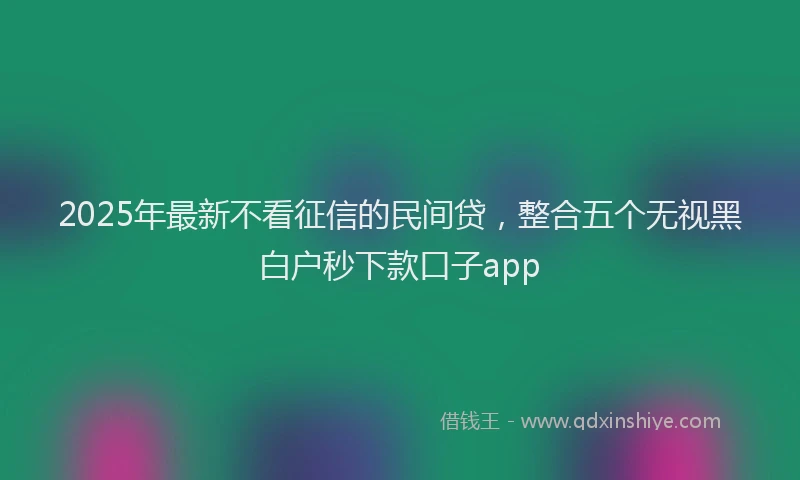 2025年最新不看征信的民间贷，整合五个无视黑白户秒下款口子app