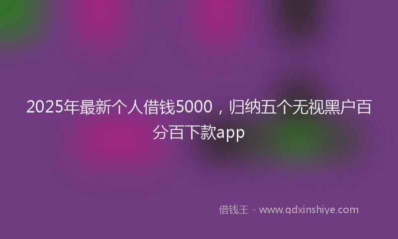 2025年最新个人借钱5000，归纳五个无视黑户百分百下款app