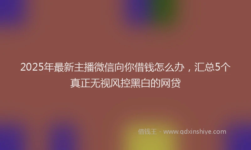 2025年最新主播微信向你借钱怎么办，汇总5个真正无视风控黑白的网贷