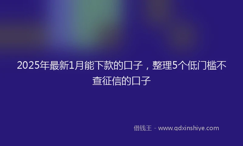 2025年最新1月能下款的口子，整理5个低门槛不查征信的口子
