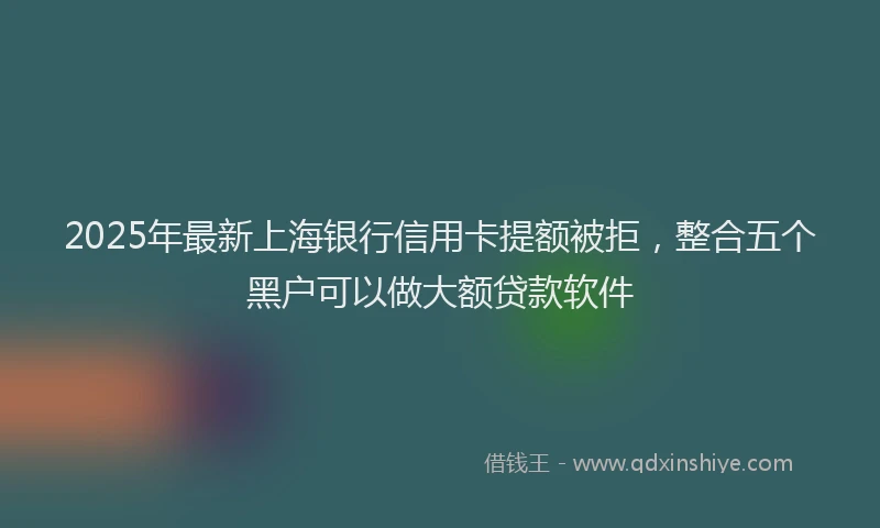 2025年最新上海银行信用卡提额被拒，整合五个黑户可以做大额贷款软件