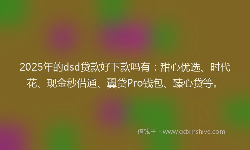 2025年的dsd贷款好下款吗有：甜心优选、时代花、现金秒借通、翼贷Pro钱包、臻心贷等。