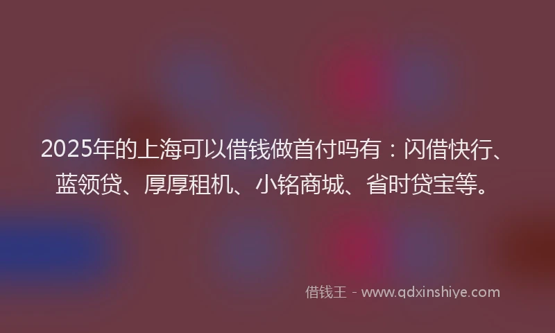 2025年的上海可以借钱做首付吗有：闪借快行、蓝领贷、厚厚租机、小铭商城、省时贷宝等。