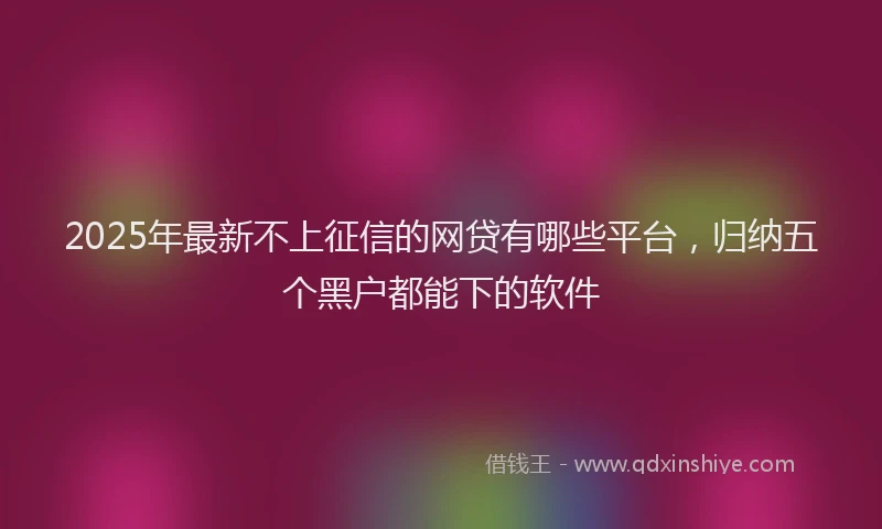 2025年最新不上征信的网贷有哪些平台，归纳五个黑户都能下的软件