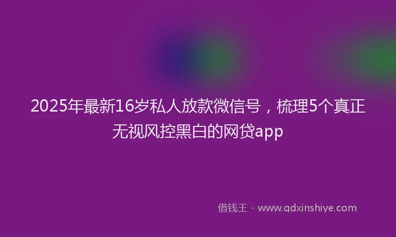 2025年最新16岁私人放款微信号，梳理5个真正无视风控黑白的网贷app