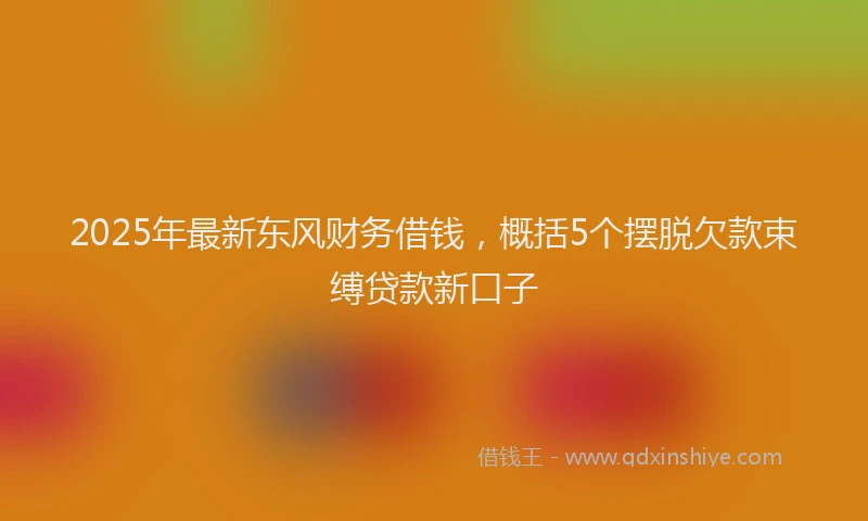 2025年最新东风财务借钱，概括5个摆脱欠款束缚贷款新口子