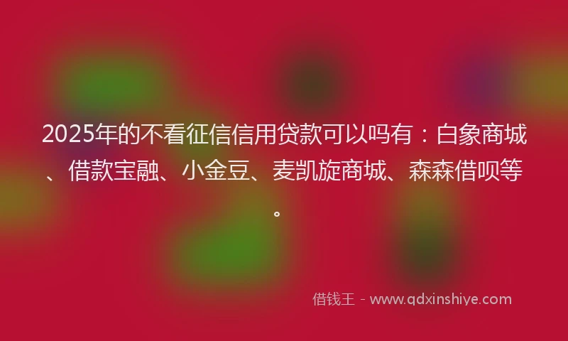 2025年的不看征信信用贷款可以吗有：白象商城、借款宝融、小金豆、麦凯旋商城、森森借呗等。