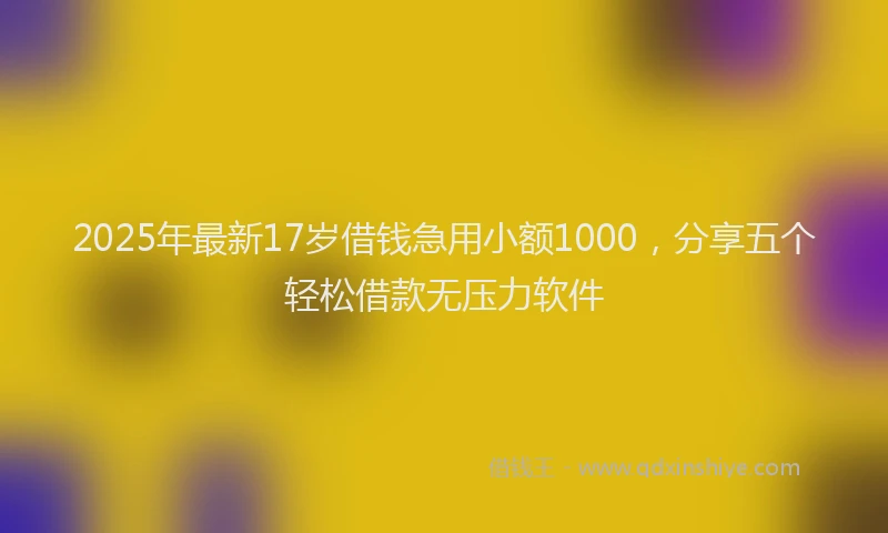 2025年最新17岁借钱急用小额1000，分享五个轻松借款无压力软件