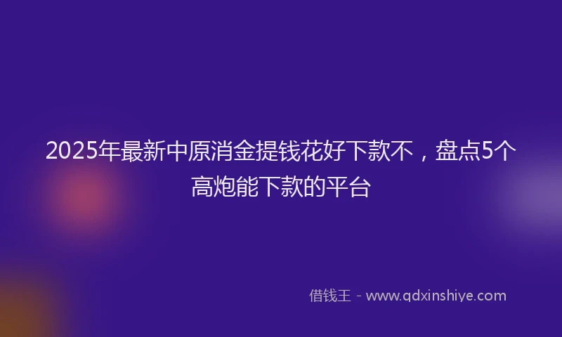 2025年最新中原消金提钱花好下款不，盘点5个高炮能下款的平台