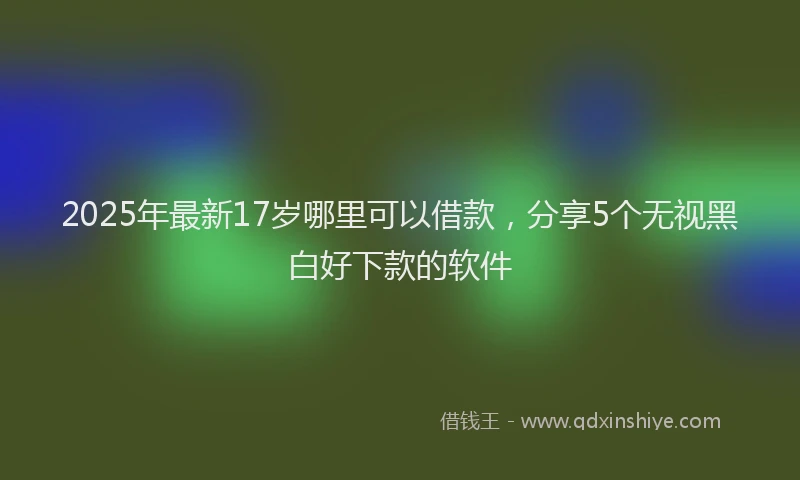 2025年最新17岁哪里可以借款，分享5个无视黑白好下款的软件