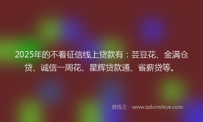 2025年的不看征信线上贷款有：芸豆花、金满仓贷、诚信一周花、星辉贷款通、省薪贷等。