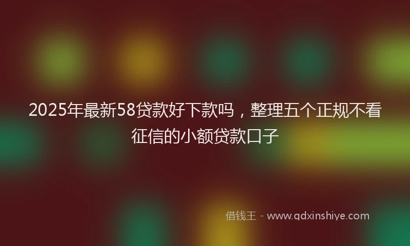 2025年最新58贷款好下款吗，整理五个正规不看征信的小额贷款口子