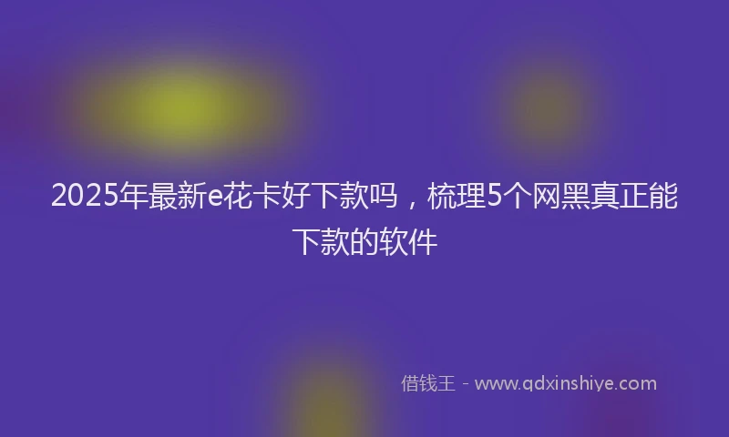 2025年最新e花卡好下款吗，梳理5个网黑真正能下款的软件