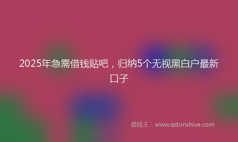 2025年急需借钱贴吧，归纳5个无视黑白户最新口子