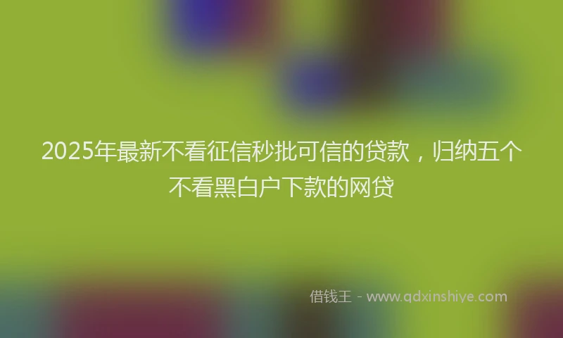 2025年最新不看征信秒批可信的贷款，归纳五个不看黑白户下款的网贷