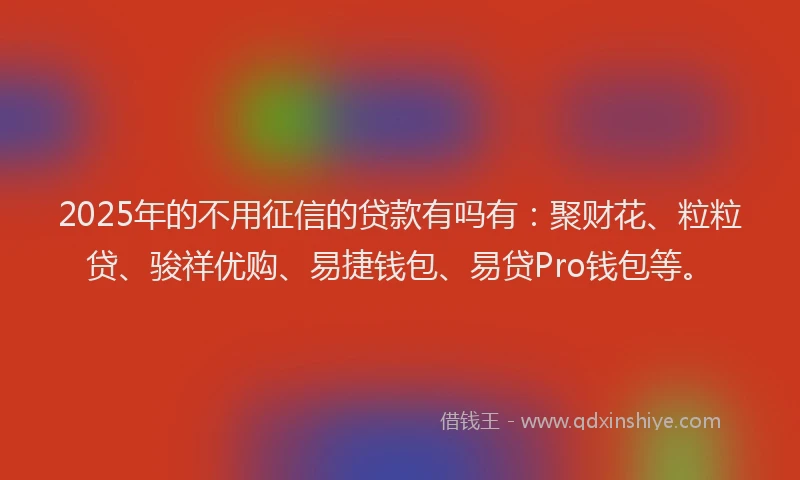 2025年的不用征信的贷款有吗有：聚财花、粒粒贷、骏祥优购、易捷钱包、易贷Pro钱包等。