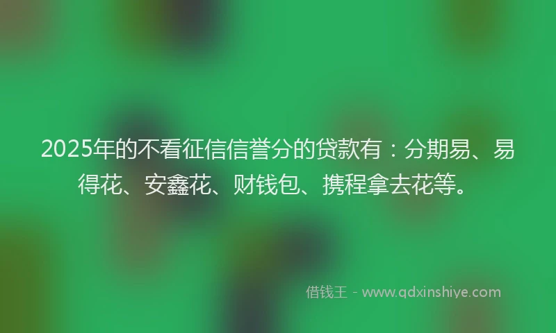2025年的不看征信信誉分的贷款有：分期易、易得花、安鑫花、财钱包、携程拿去花等。