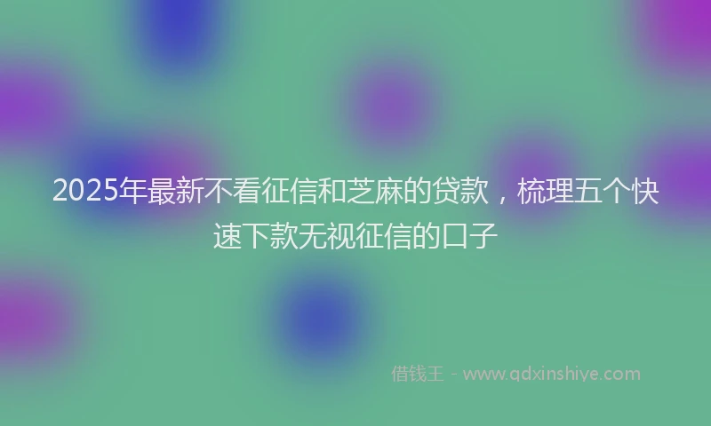 2025年最新不看征信和芝麻的贷款，梳理五个快速下款无视征信的口子