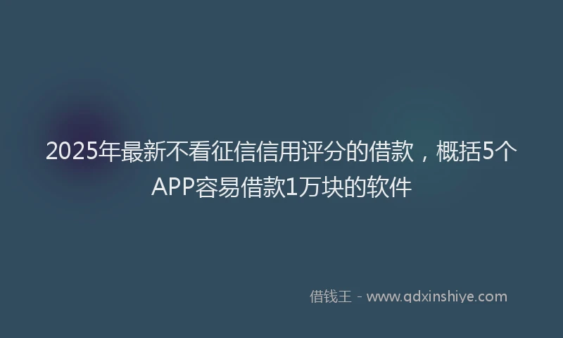 2025年最新不看征信信用评分的借款，概括5个APP容易借款1万块的软件