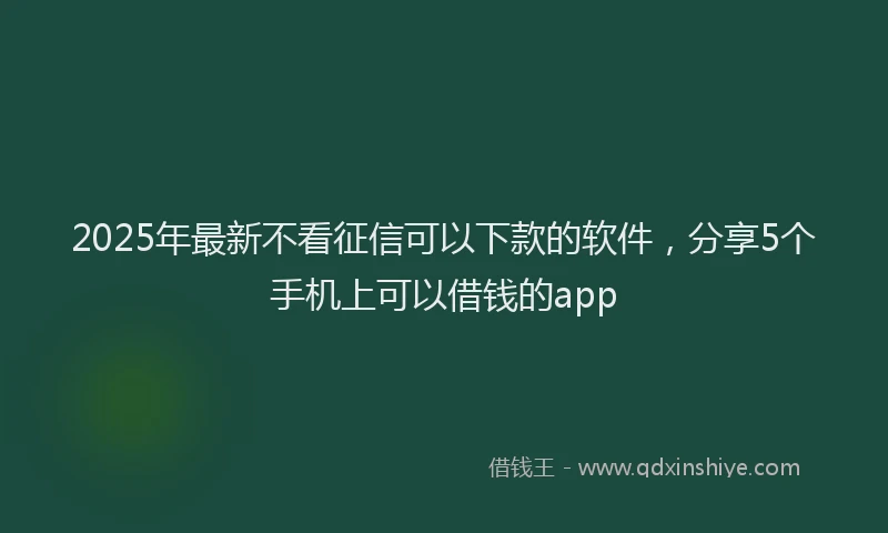 2025年最新不看征信可以下款的软件，分享5个手机上可以借钱的app
