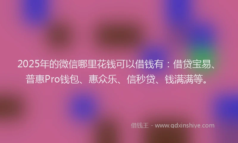 2025年的微信哪里花钱可以借钱有：借贷宝易、普惠Pro钱包、惠众乐、信秒贷、钱满满等。