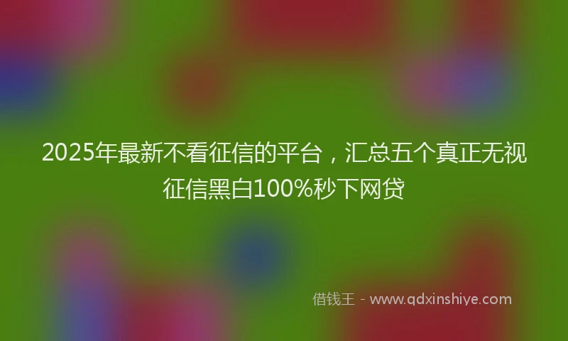 2025年最新不看征信的平台，汇总五个真正无视征信黑白100%秒下网贷