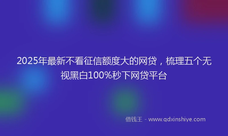 2025年最新不看征信额度大的网贷，梳理五个无视黑白100%秒下网贷平台