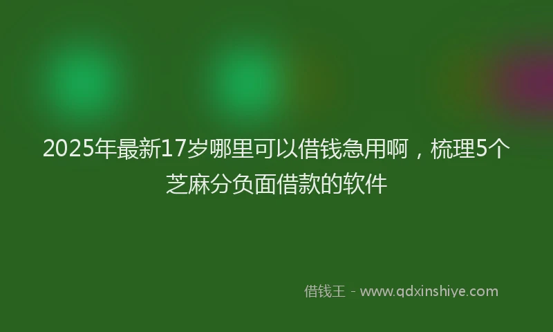 2025年最新17岁哪里可以借钱急用啊，梳理5个芝麻分负面借款的软件