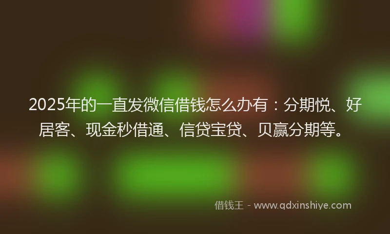 2025年的一直发微信借钱怎么办有：分期悦、好居客、现金秒借通、信贷宝贷、贝赢分期等。