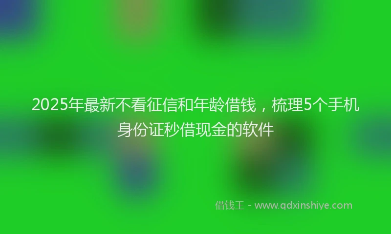 2025年最新不看征信和年龄借钱，梳理5个手机身份证秒借现金的软件