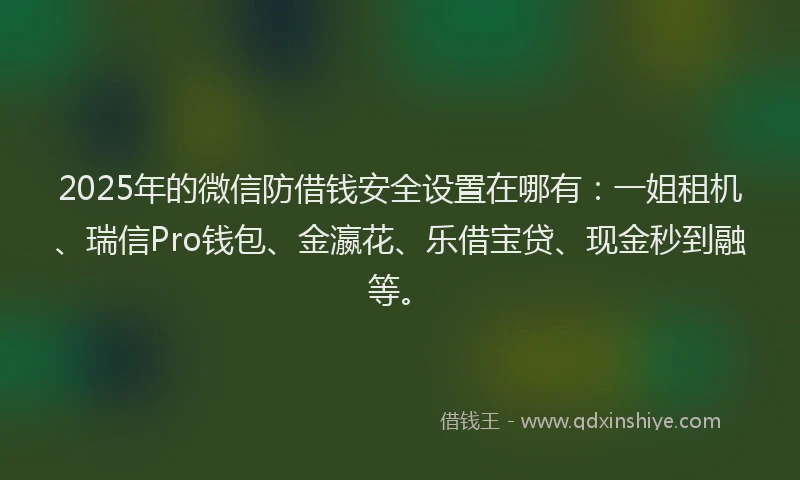 2025年的微信防借钱安全设置在哪有：一姐租机、瑞信Pro钱包、金瀛花、乐借宝贷、现金秒到融等。