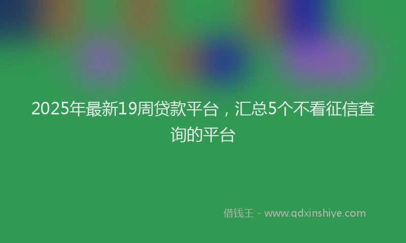 2025年最新19周贷款平台，汇总5个不看征信查询的平台
