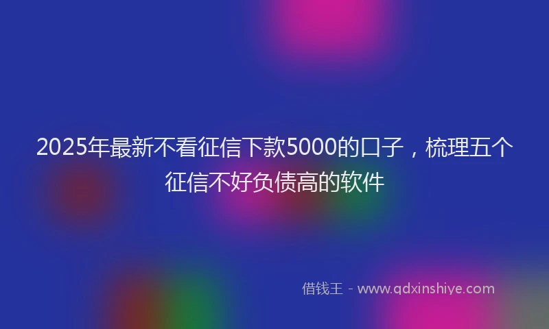 2025年最新不看征信下款5000的口子，梳理五个征信不好负债高的软件