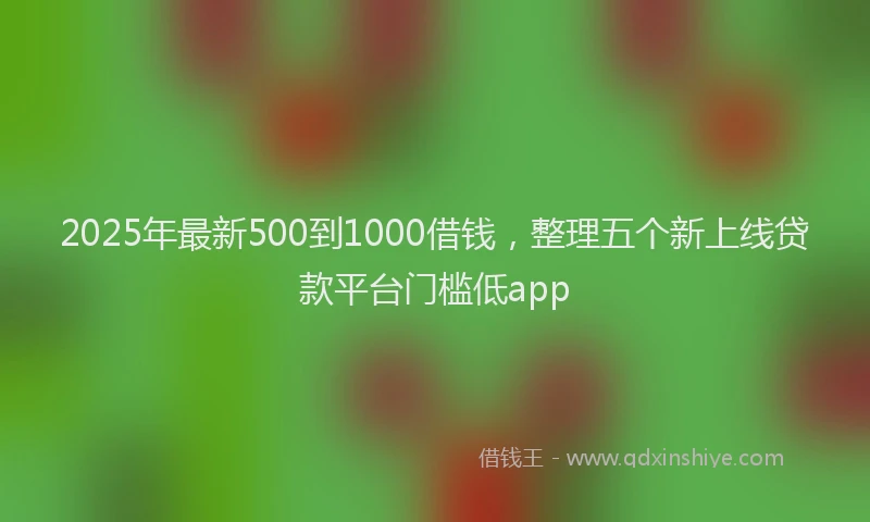 2025年最新500到1000借钱，整理五个新上线贷款平台门槛低app